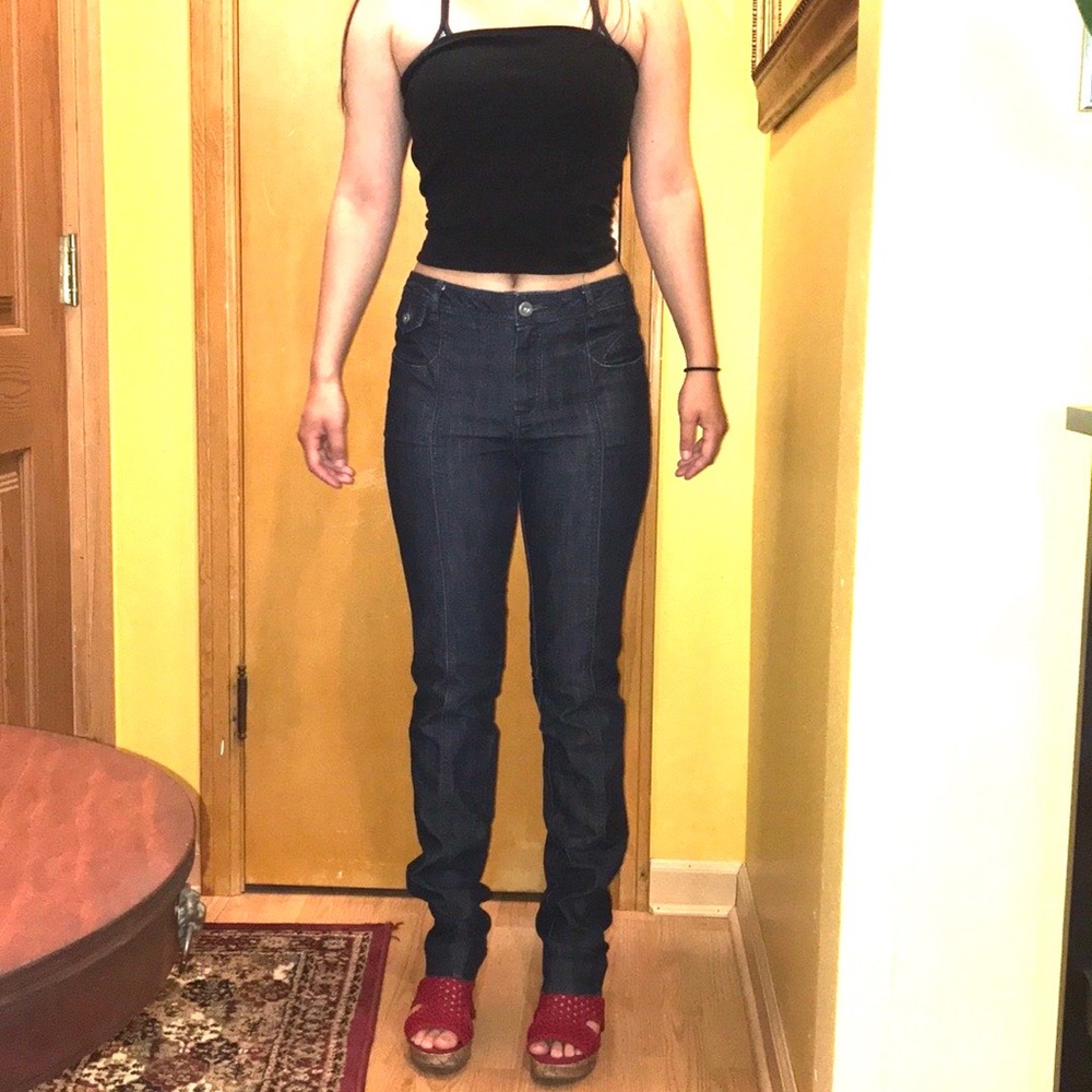 Dark Wash Straight Leg Skinny Jeans